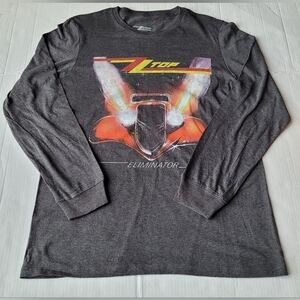 ZZ TOP ELIMINATOR GRAPHIC BAND TEE LONG SLEEVE BAND GRAY ADULT MEDIUM